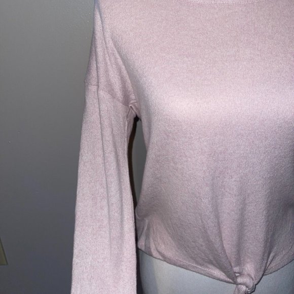 Crave Fame Juniors' Cozy Tie-Front Top Pink Size Small - Picture 3 of 7